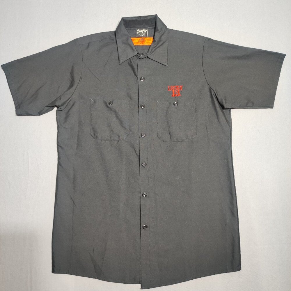 Lucky 13 shop shirt men's size M black colour short sleeve American Original